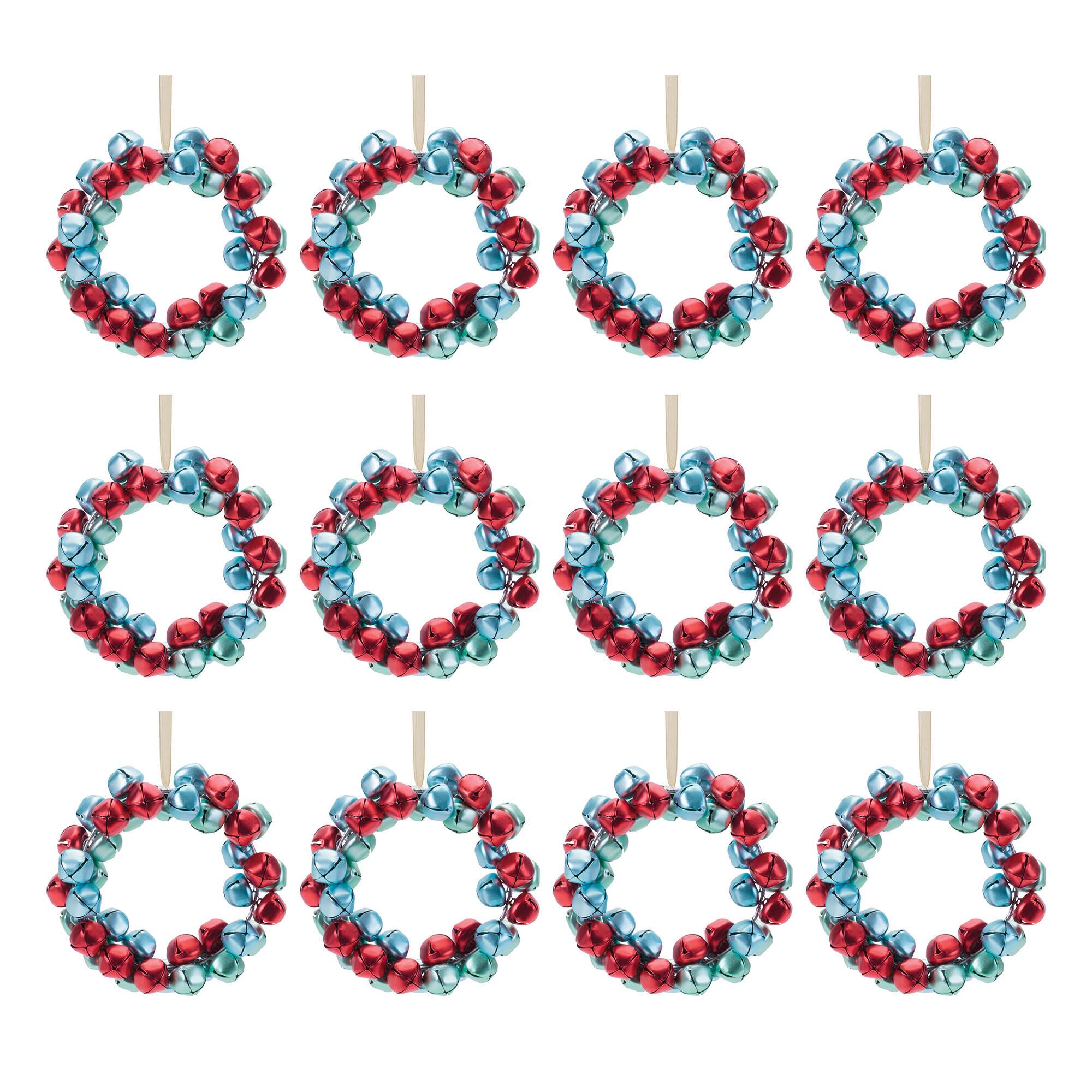 5.5" Metal Sleigh Bell Wreath Ornaments, 12ct.